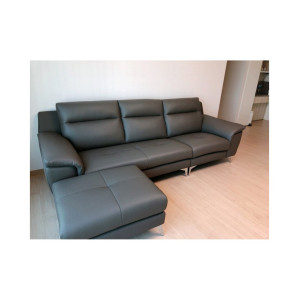 다우닝 몬트 3.5인 전체 천연가죽 소파+스툴 (색상:그레이)
